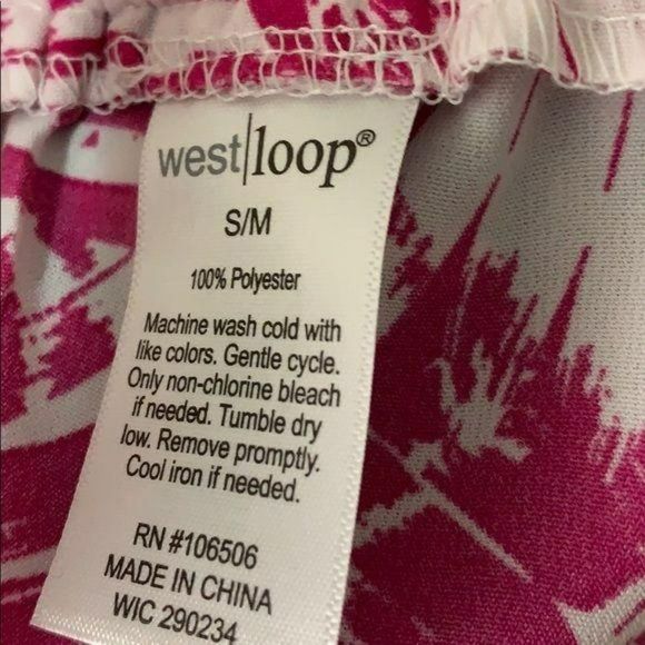 West‎ Loop Pink and White Dotted Leaf tropical pull on small medium Shorts - Picture 9 of 9